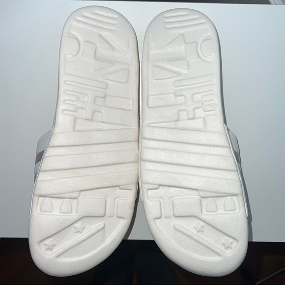 Adidas Adissage Slides NEW 9/9.5 White Velcro Sandals Rare 3 Stripes NWOT - Picture 3 of 6